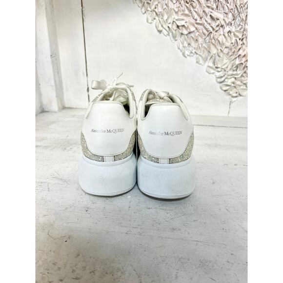 Alexander McQueen Low Top Chunky Sneaker Silver Glitter Women's Size 40E / 10 - Picture 6 of 11